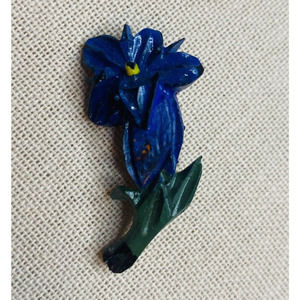 Blue Gentian Cobalt Blue Brooch Lily Flower Pin Vintage